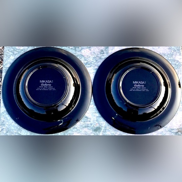 Vintage (set of 2) Discontinued Mikasa Galleria OPUS BLACK 9.5" Soup Salad Bowls - Picture 7 of 10